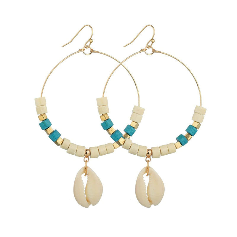 Boucles d'Oreilles Pendante Cauris | Coquillages Boutique