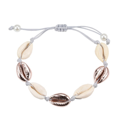 Bracelet Coquillage Blanc et Doré Rose