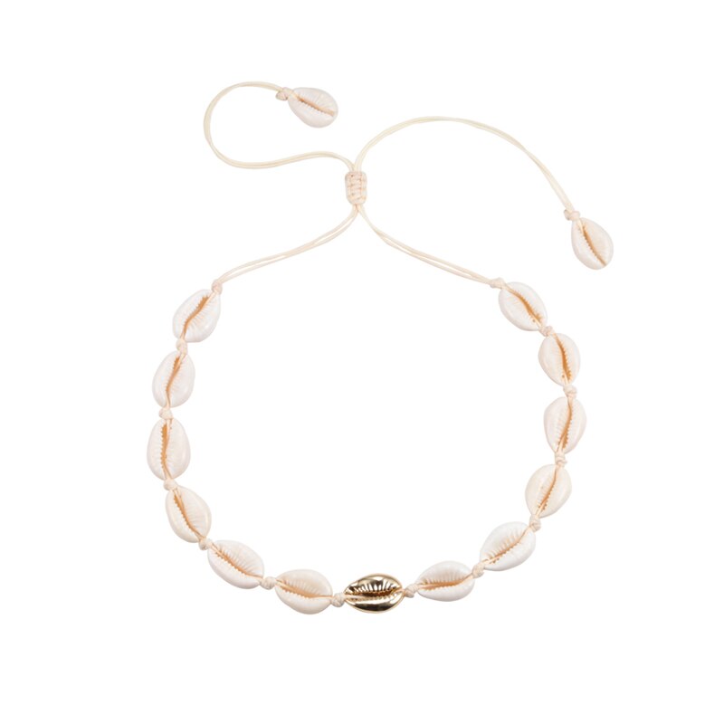 Collier Coquillage Blanc et Or | Coquillages Boutique